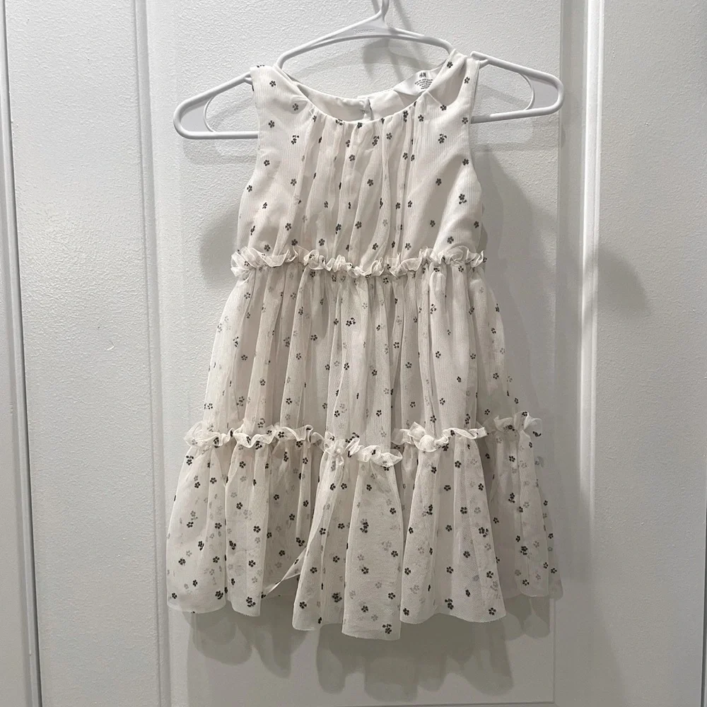 H&M Charming Cream/Black Floral Kids Dress